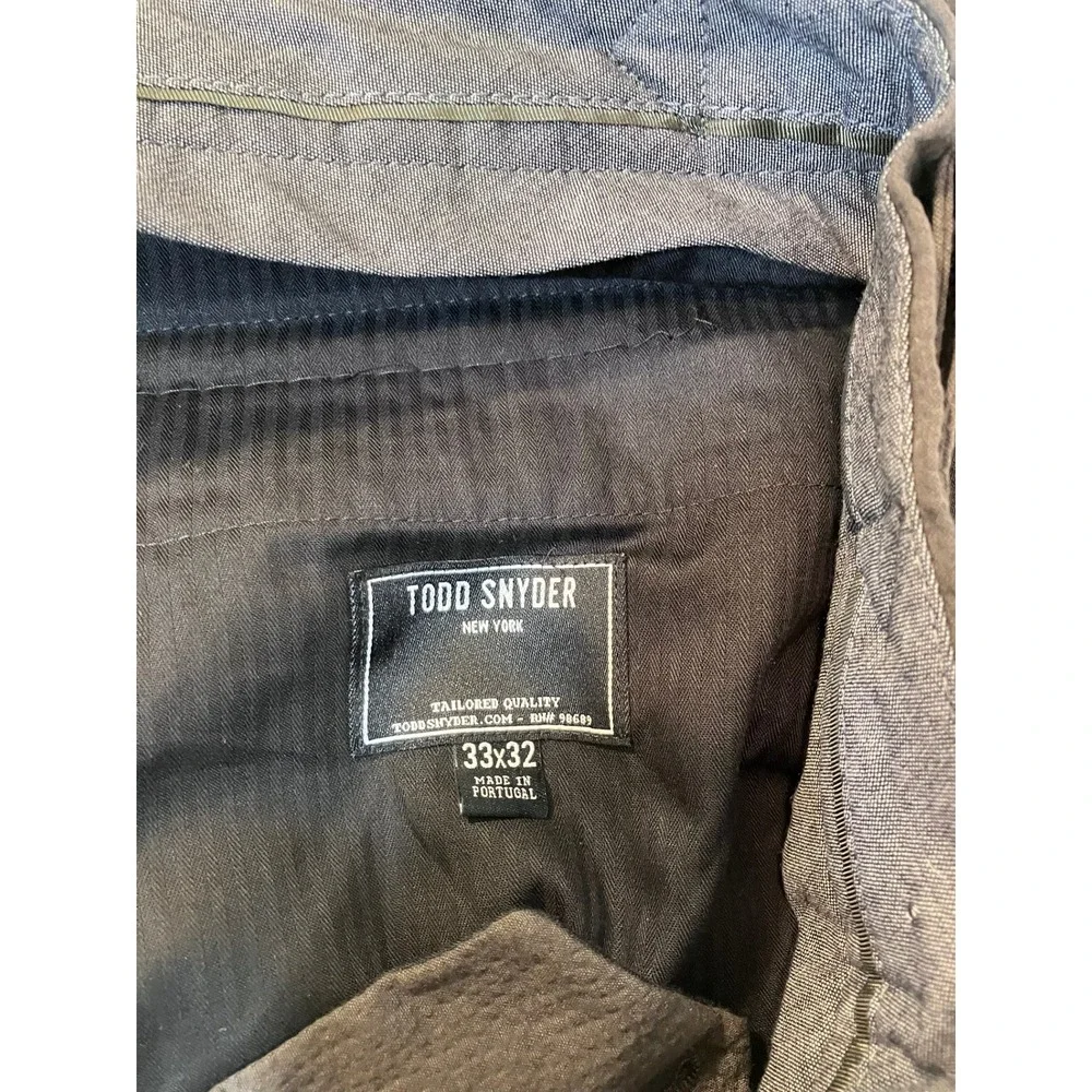 Todd Snyder Lightweight Seersucker Pleated Trousers Brown Side Tab 33x32 (34X29)